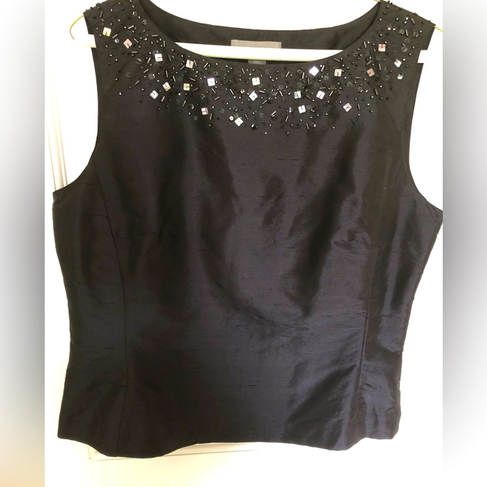 2/$10 Kate Hill Black Sequin Top with Scoop Neck